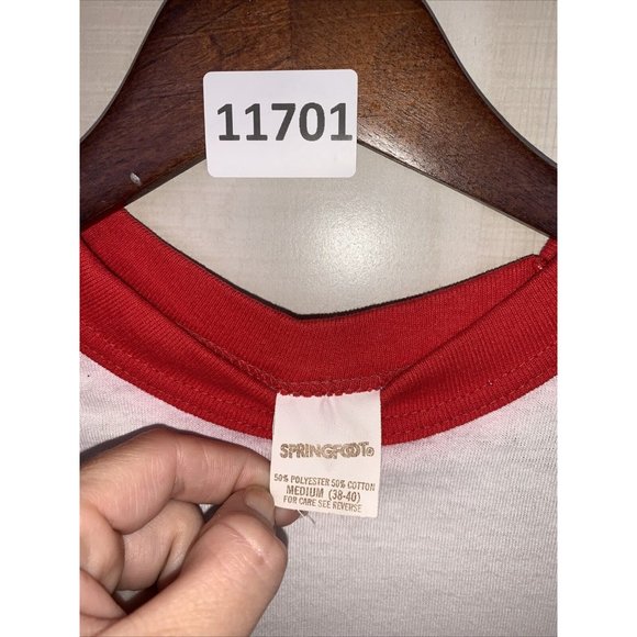 Vintage 80s Red White Alaska Ringer Style T Shirt Adult Medium USA Made-11701 - Picture 7 of 15